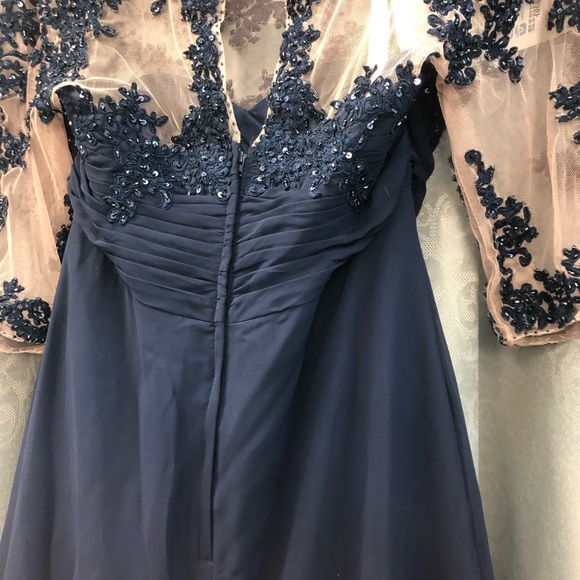 NEW Navy Blue Mother of the Bride/Groom Elegant Formal 3/4 Sleeve Dress SIZE 12 - Picture 13 of 13